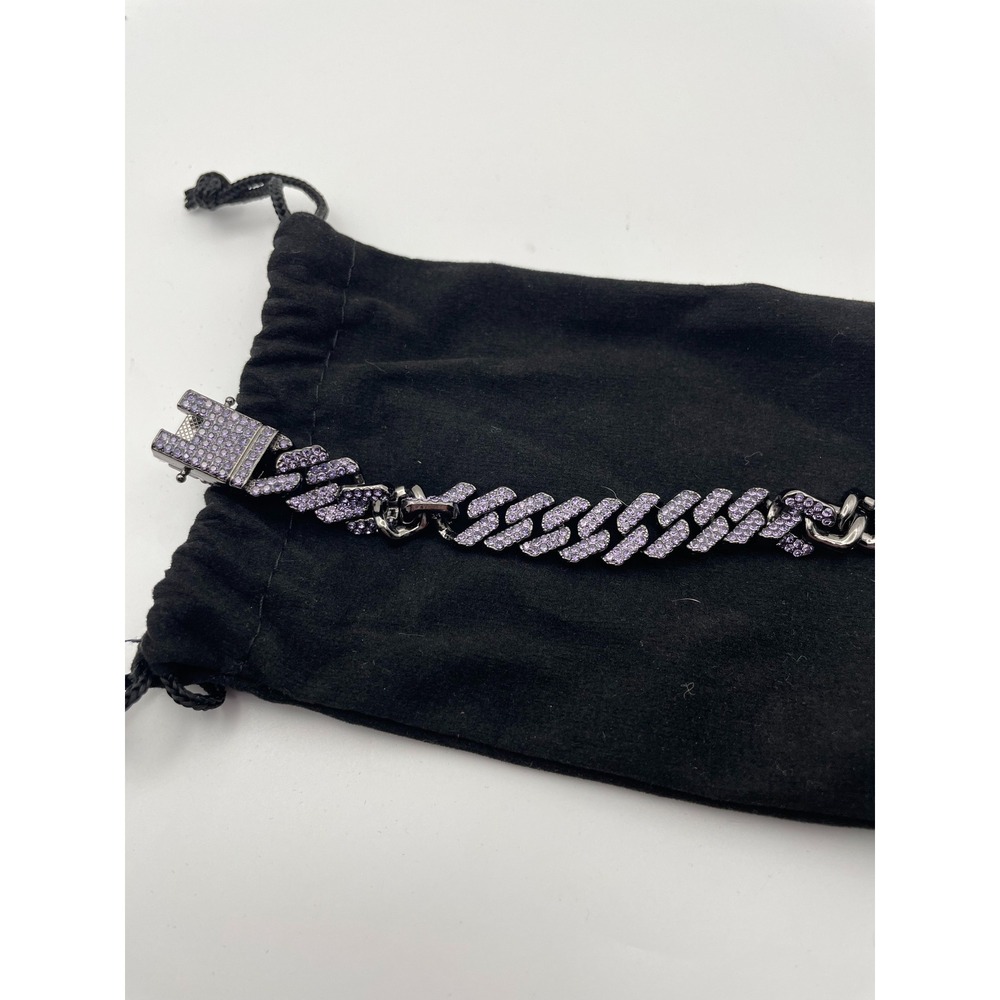 Invicta Gunmetal Purple Crystal Iced Out Cuban Link Bracelet 80893 New